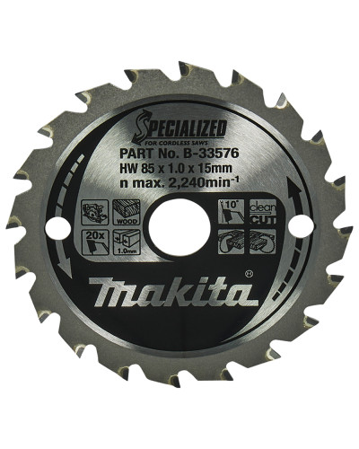 Makita b-33576 | Пильный диск по дереву для аккумуляторных пил SPECIALIZED 85x15 мм 20T