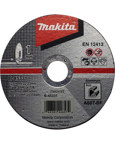 Makita B-45331 | Тонкий отрезной диск для алюминия 125x1,0 A60T, плоский B-45331