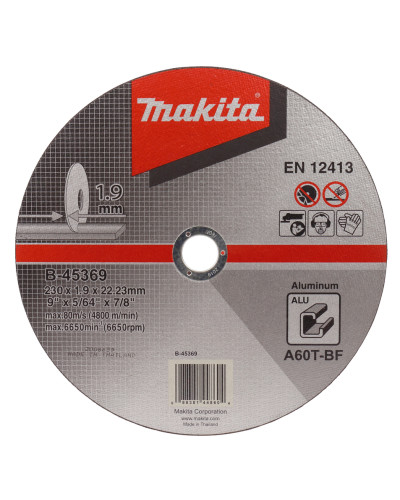 Makita B-45369 | Тонкий відрізний диск для алюмінію 230x1.9 A60T, плаский B-45369