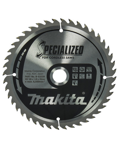 Makita b-53229 | Диск пиляльний по деревині для акум. пил SPECIALIZED 165x20 мм 44T b-53229