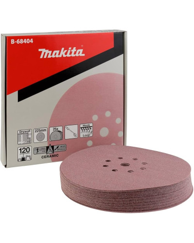 Makita b-68404 | Набір шліфувального паперу Ø225 мм К120 9 отворів (25шт.) b-68404