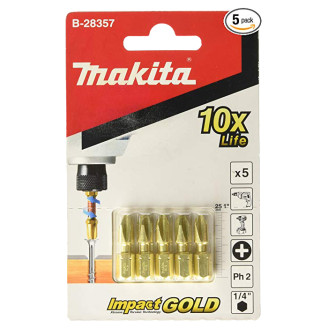 Торсионная бита PH2 Impact GOLD Makita 5шт B-28357