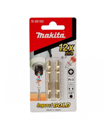 Makita B-39182 | Торсионная намагниченная двойная бита Makita PZ2 Impact GOLD 2шт, B-39182