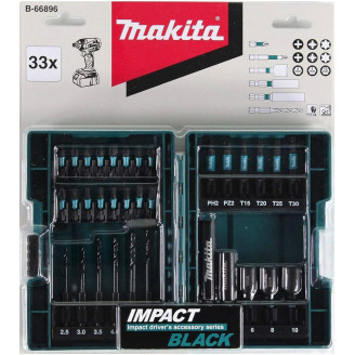 Набір ударних свердл та біт для імпакта (гвинтокрута) Makita  Impact Black 33 шт. B-66896