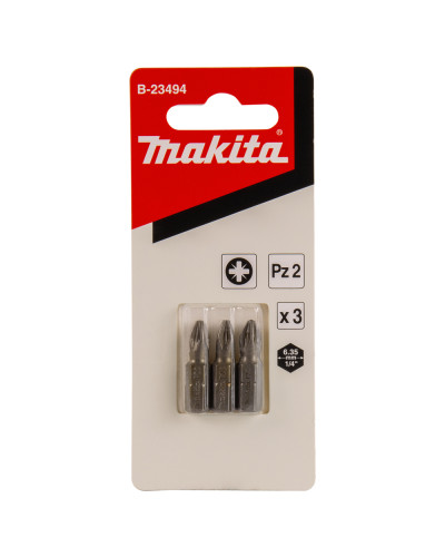 Makita B-23494 | Біта для гіпсокартону Makita PZ2 25 мм, 3шт, B-23494