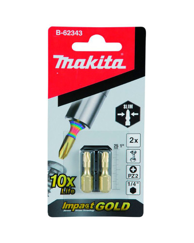 Makita B-62343 | Насадка Impact Gold Super Slim торсионная, PZ2, MAKITA, B-62343