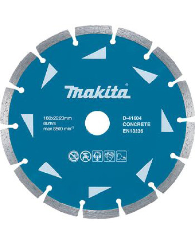 Makita D-41604 | Алмазний диск по бетону сегмент 180х22.23 мм, MAKITA, D-41604