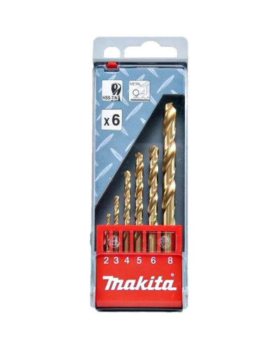 Makita D-43555 | Набор сверл Makita HSS-TiN по металлу, 6 шт, D-43555