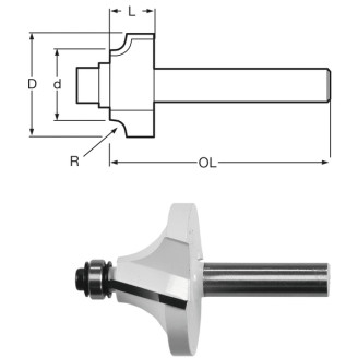 Фреза выпуклая с подшипником Makita 38,1x19x60,2 мм D-48555