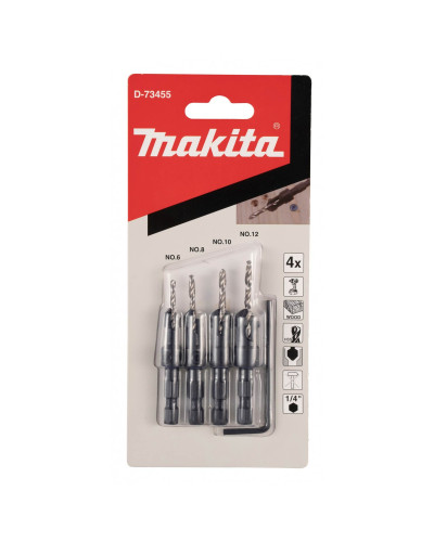 Makita d-73455 | Набір свердл з зенкером M3-M6 (4шт.) d-73455