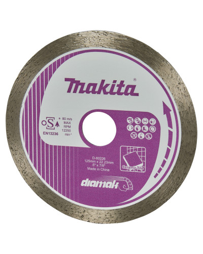 Алмазний диск по кераміці суцільний 125x22,23 мм, MAKITA. D-80226 - фото 2 Алмазний диск по кераміці суцільний 125x22,23 мм, MAKITA. D-80226 - фото 2