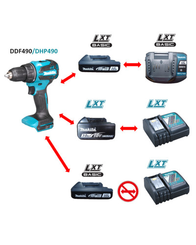 Акумуляторний дриль-шурупокрут MAKITA LXT Basic DDF490WV  - фото 10