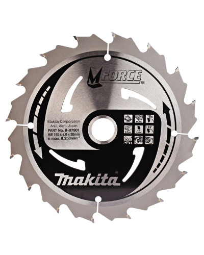 Makita B-07901 | Пиляльний диск Makita MForce по дереву 165x20мм x 16 зубів, B-07901