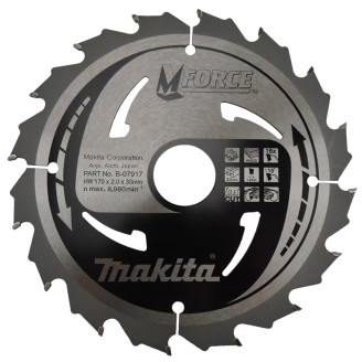 Makita B-07917 | Пиляльний диск Makita MForce: дерево 170 мм 16 зубів B-07917