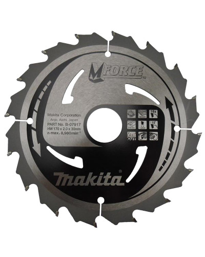 Makita B-07917 | Пильный диск Makita MForce: дерево 170 мм 16 зубов B-07917