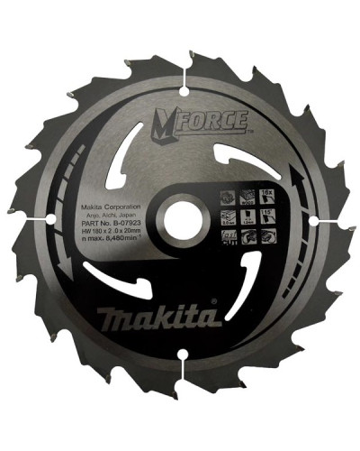 Makita B-07923 | Пиляльний диск Makita MForce по дереву 180x20мм x 16 зубів, B-07923