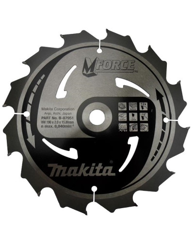 Makita B-07951 | Пильный диск Makita MForce по дереву 190x15.88мм x 12 зубов, B-07951