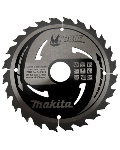 Makita B-08012 | Пиляльний диск Makita MForce: дерево 170 мм 24 зуба B-08012
