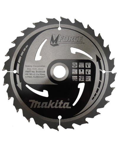 Makita B-08028 | Пильный диск Makita MForce по дереву 180x20мм x 24 зуб, B-08028