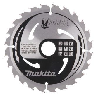 Makita B-08056 | Пиляльний диск Makita MForce по дереву 190x30мм x 24 зуб, B-08056