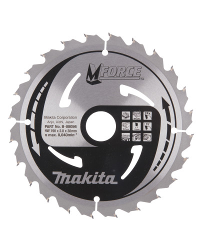 Makita B-08056 | Пиляльний диск Makita MForce по дереву 190x30мм x 24 зуб, B-08056