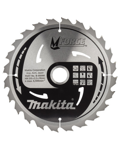 Makita B-08090 | Пиляльний диск Makita MForce по дереву 235x30мм x 24 зуб, B-08090