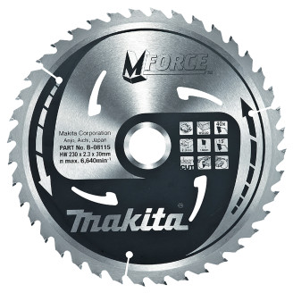 Makita B-08115 | Пиляльний диск Makita MForce по дереву 230x30мм x 40 зубів, B-08115