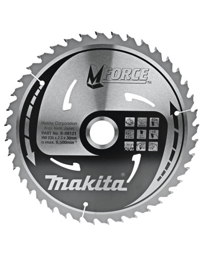 Makita B-08121 | Пиляльний диск Makita MForce по дереву 235x30мм x 40 зубів, B-08121