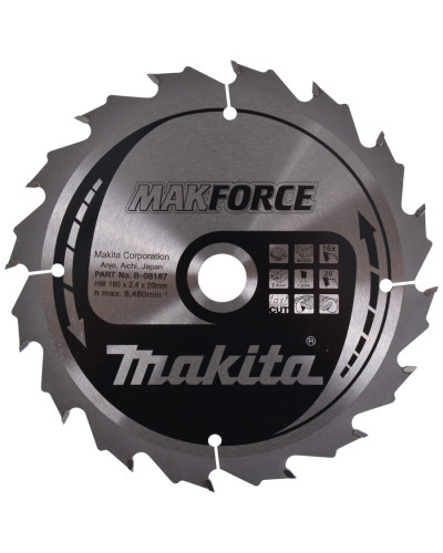 Makita B-08187 | Пиляльний диск Makita MAKForce: дерево 180 мм 16 зубів B-08187