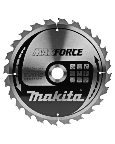 Makita B-08268 | Пиляльний диск Makita MAK Force по дереву 270x30мм x 24 зубів, B-08268