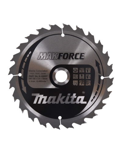 Makita B-08327 | Пиляльний диск Makita MAKForce: дерево 180 мм 24 зуба B-08327