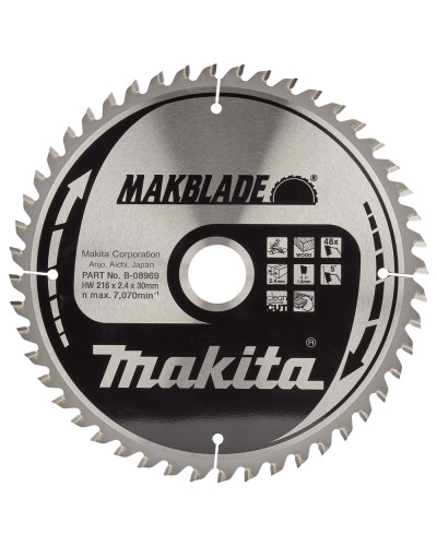 Makita B-08969 | Пиляльний диск Makita MAKBlade по дереву 216x30мм x 48 зуб, B-08969
