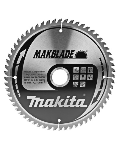 Makita B-09058 | Пильный диск Makita MAKBlade по дереву 216x30мм x 60 зуб, B-09058