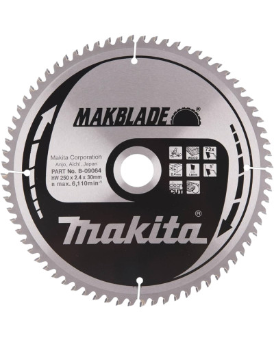 Makita B-09064 | Пиляльний диск Makita MAKBlade по дереву 250x30мм x 72 зуб, B-09064