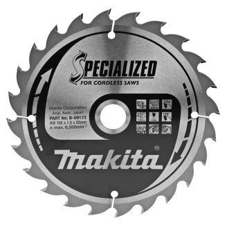 Makita B-09173 | Пиляльний диск  по деревині Makita для акум,пил SPECIALIZED 165x20 мм 24 зуб, B-09173