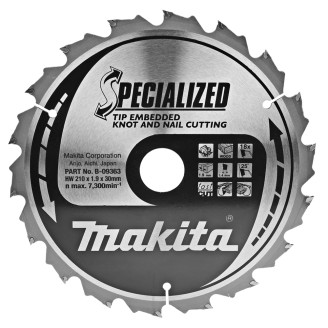 Makita B-09363 | Пиляльний диск  для деревини з цвяхами Makita  SPECIALIZED 210x30мм 18 зуб, B-09363