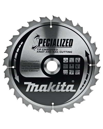 Makita B-09450 | Пиляльний диск для деревини з цвяхами Makita SPECIALIZED 270x30мм 24 зуб, B-09450