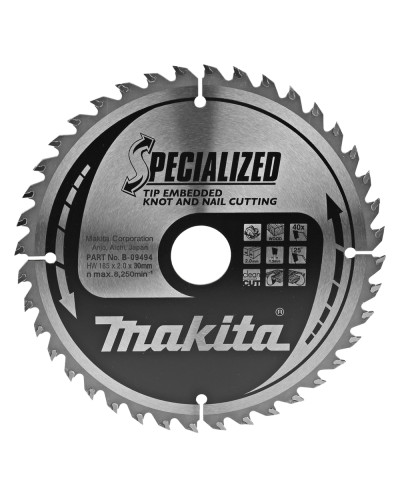 Makita B-09494 | Диск пильный по древесине с гвоздями SPECIALIZED 185x30 мм 20T, MAKITA, B-09494