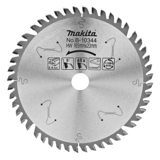 Makita B-10344 | Пиляльний диск Makita Corian акриловий камінь, композитні матеріали 165x20 мм 48 зубів B-10344