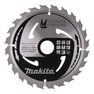 Makita B-32041 | Диск пиляльний по деревині MForce 190x30 мм 24Т, Makita, B-32041
