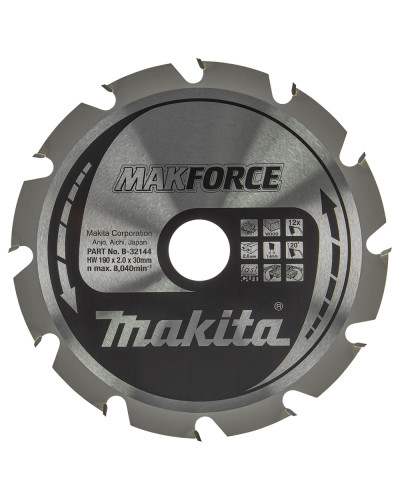 Makita B-32144 | Пильный диск Makita MAKForce: дерево 190 мм 12 зубов B-32144