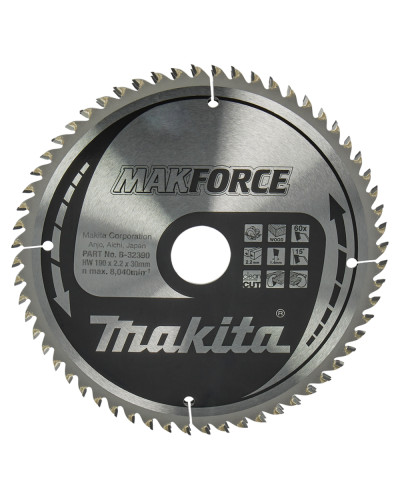 Makita B-32390 | Пильный диск Makita MAKForce: дерево 190 мм 60 зубов B-32390