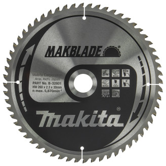 Makita B-32801 | Диск пиляльний по деревині MAKBlade 260x30 60T, MAKITA, B-32801