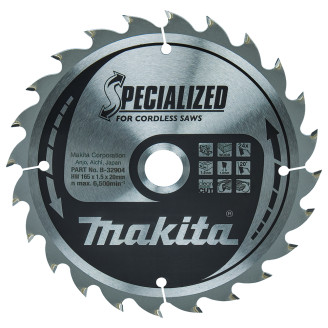 Makita B-32904 | Пиляльний диск для акум.пилок Makita SPECIALIZED: дерево 165x20 мм 24 B-32904
