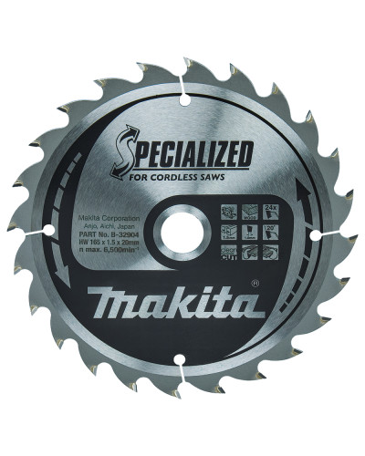 Makita B-32904 | Пиляльний диск для акум.пилок Makita SPECIALIZED: дерево 165x20 мм 24 B-32904