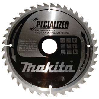 Makita B-33180 | Пиляльний диск Makita SPECIALIZED 190x30 мм 40T: дерево з цвяхами B-33180
