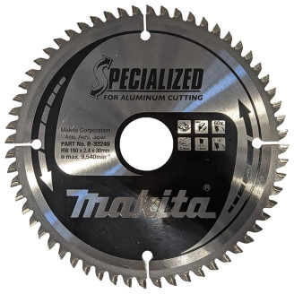 Makita B-33249 | Пиляльний диск SPECIALIZED 160x30 мм 60T, алюміній Makita B-33249