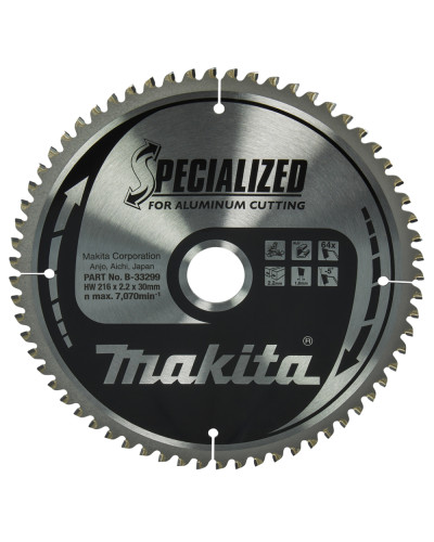 Makita B-33299 | Пиляльний диск по алюмінію 216х30 мм, 64 зубів, Makita, B-33299