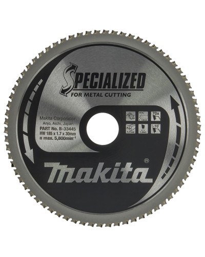 Makita B-33445 | Диск пиляльний по металу SPECIALIZED 185x30 мм 70T, MAKITA, B-33445