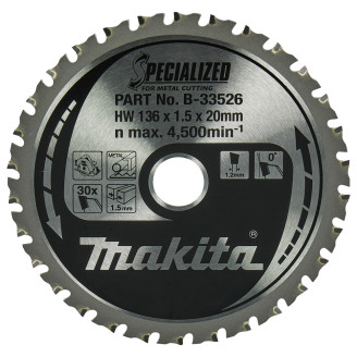 Makita B-33526 | Пиляльний диск Makita SPECIALIZED: сталь 136х20 мм 30 зубів B-33526